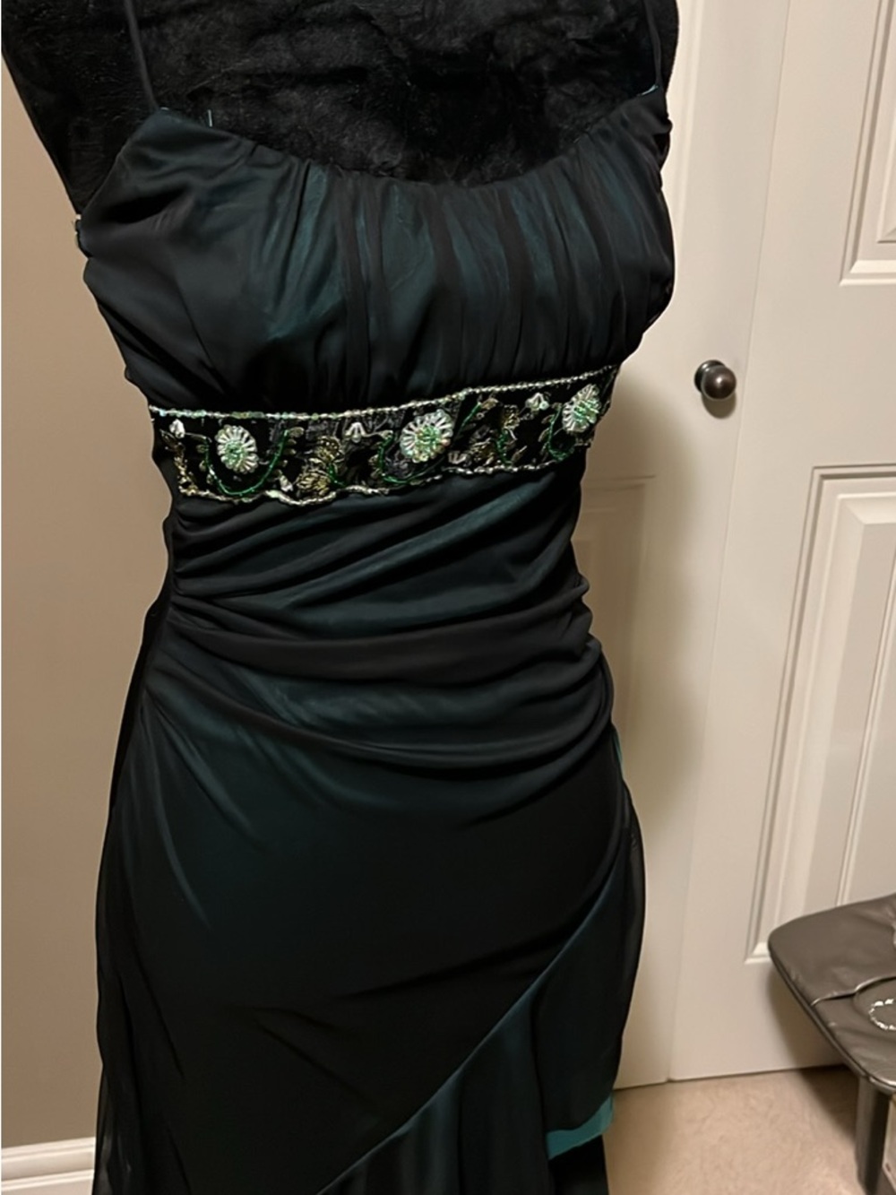 Vintage Trixxi Gorgeous Dress with Green Beaded Waist